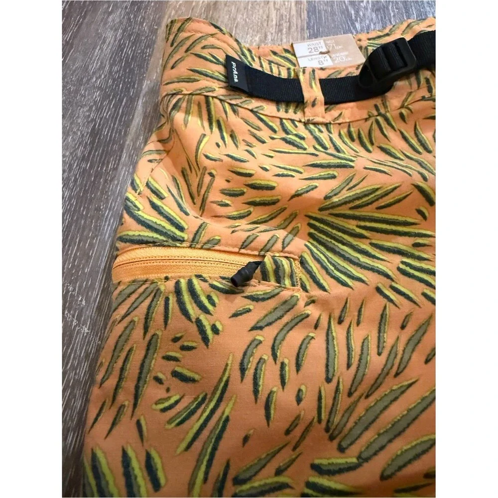 Prana Rock Shock Aura Glow Fronds Orange & Green Palm-Print Men's Boardshorts